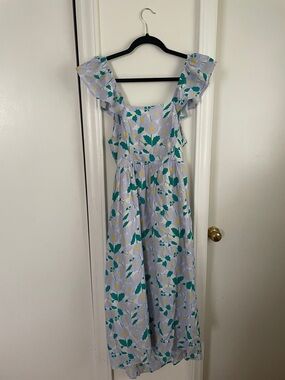 Floral Ruffle Midi Dress in Light Lavender